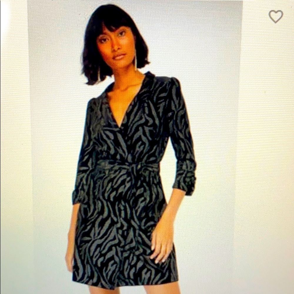 Monsoon Black and Gray Zebra Print Wrap Dress